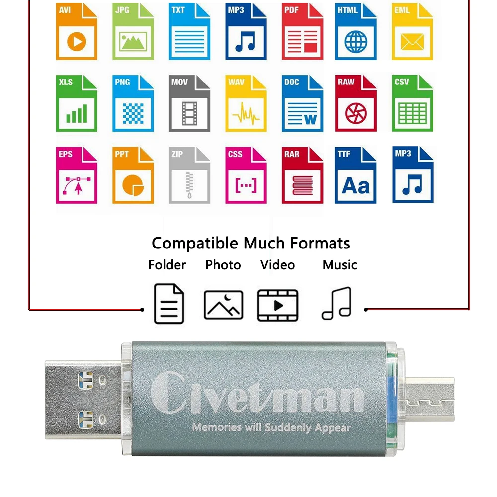 Civetman флеш-накопитель USB 3,0, металл, OTG, для телефона Android, высокоскоростной USB флеш-накопитель, 16 ГБ, 32 ГБ, 64 ГБ, 128 ГБ, флеш-накопитель, карта памяти