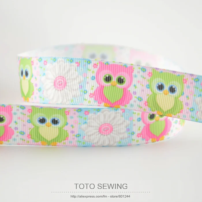 

Min order is 5$ (mixed order) cute owl designs accessories 7/8" 22mm printed grosgrain ribbons DIY decoration TOTO SEWING