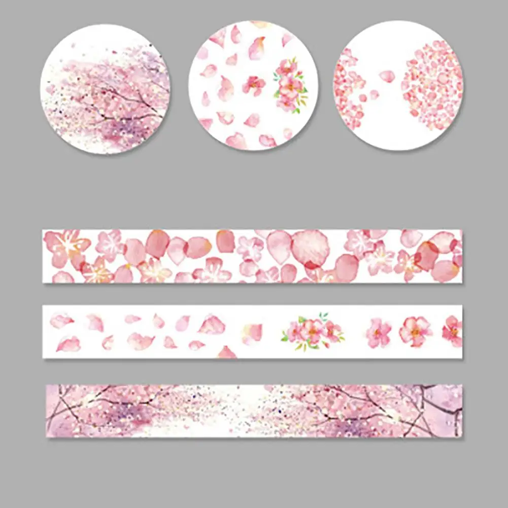 

Hot 5m 3Pcs Cute Flower Fruit Cartoon Washi DIY Sticky Paper Adhesive Decor Tape