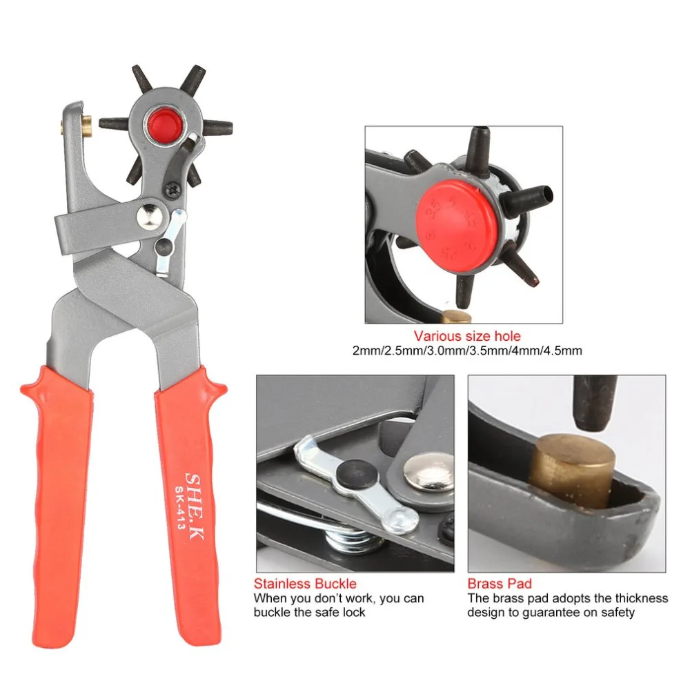 

SHE.K Puncher Punch Plier Leather Strap Watch Band Belt Hollow Eyelet Hole Belt Punching Sewing Repairing Tool Leathercraft