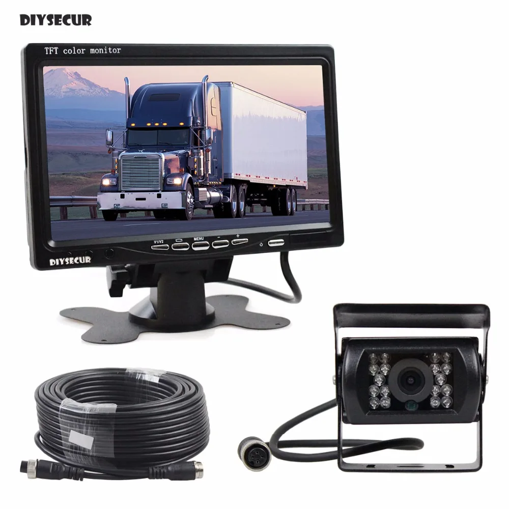 DIYSECUR 12V 24V DC 7inch TFT LCD Car Monitor Rear View Monitor + IR ...