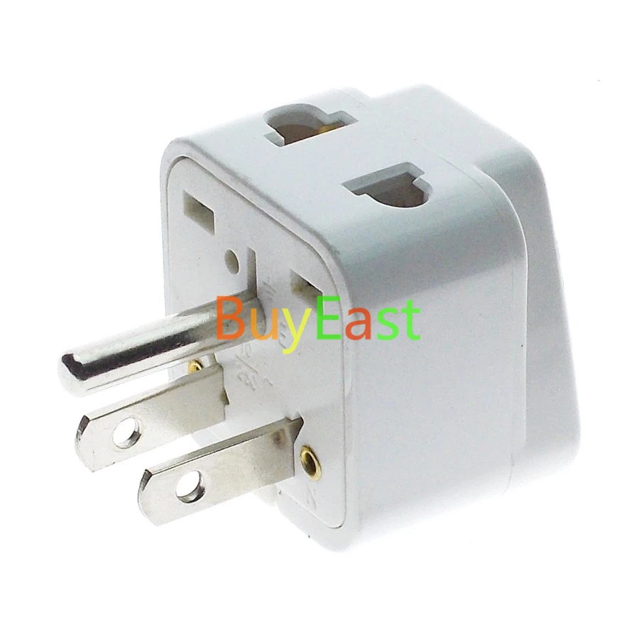 

5 x US, Canada Travel Adapter 2 Way Outlet Port Convert World Plug to US Plug White Co;or