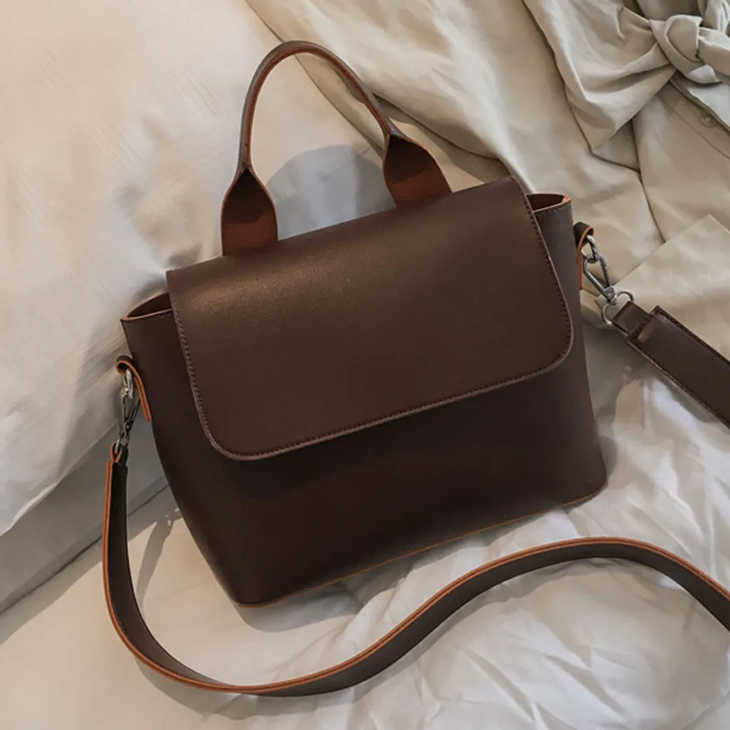 

Shoulder Messenger Bags Women Bags Solid Crossbody Bags Hasp Fashion Shoulder Strap Adjustable Casual Silver Leather