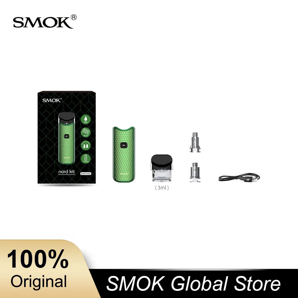 

Original Smok Nord Pod 1100mAh Battery 3ML Cartridge Atomizer with Nord Mesh coil Electronic Cigarette Vape Vs Smok Novo Pod