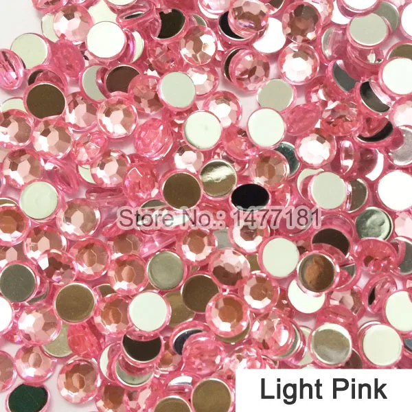300 шт 7 мм акриловые стразы с плоской задней стороной, драгоценные камни, алмазные бусины из смолы, стразы, конфетти для свадебной вечеринки, рукоделие ACRH07 - Цвет: 7mm Light Pink