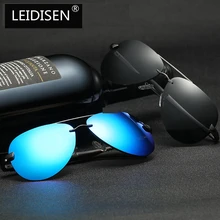 LEIDISEN, поляризационные, UV400, солнцезащитные очки, мужские, металлические, модные, Ретро стиль, солнцезащитные очки, фирменный дизайн, P0761