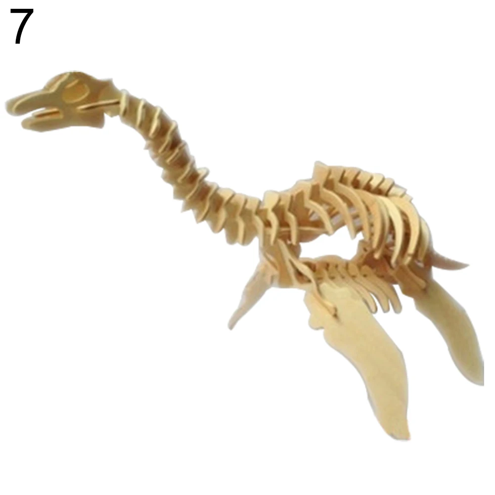 Популярная забавная 3D Имитация Динозавра Скелет головоломка DIY деревянная развивающая игрушка для детей Интеллектуальные развивающие игрушки для детей - Цвет: 7
