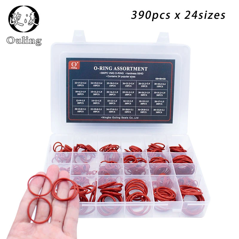 390pcs Red Silicon O Rings Rubber Seal 24sizes Washer Gasket O Ring O Ring Silicone Sealing Assortment Set Box Kit Ring Gaskets Aliexpress