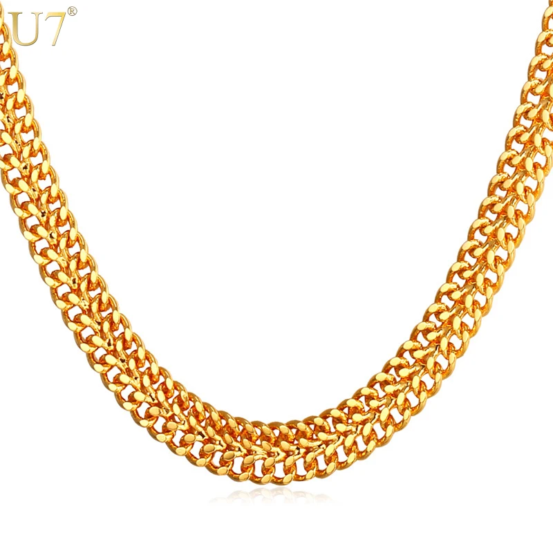 U7 Золотой/Серебристый Цвет Цепь На Шею Ожерелье Для Мужчин Хиппи Ювелирные Изделия Оптом N429