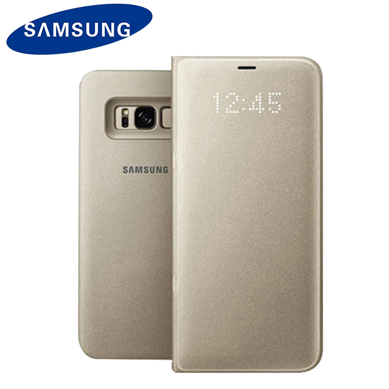 Original Samsung S8 G950 Plus G955 LED Couro Case Flip Wallet Smart View Shockproof Cover | Мобильные телефоны и