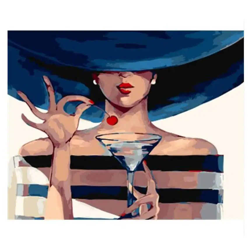 Wall Pictures For Living Room Drawing By Number Painting Numbers Drinking Woman | Дом и сад