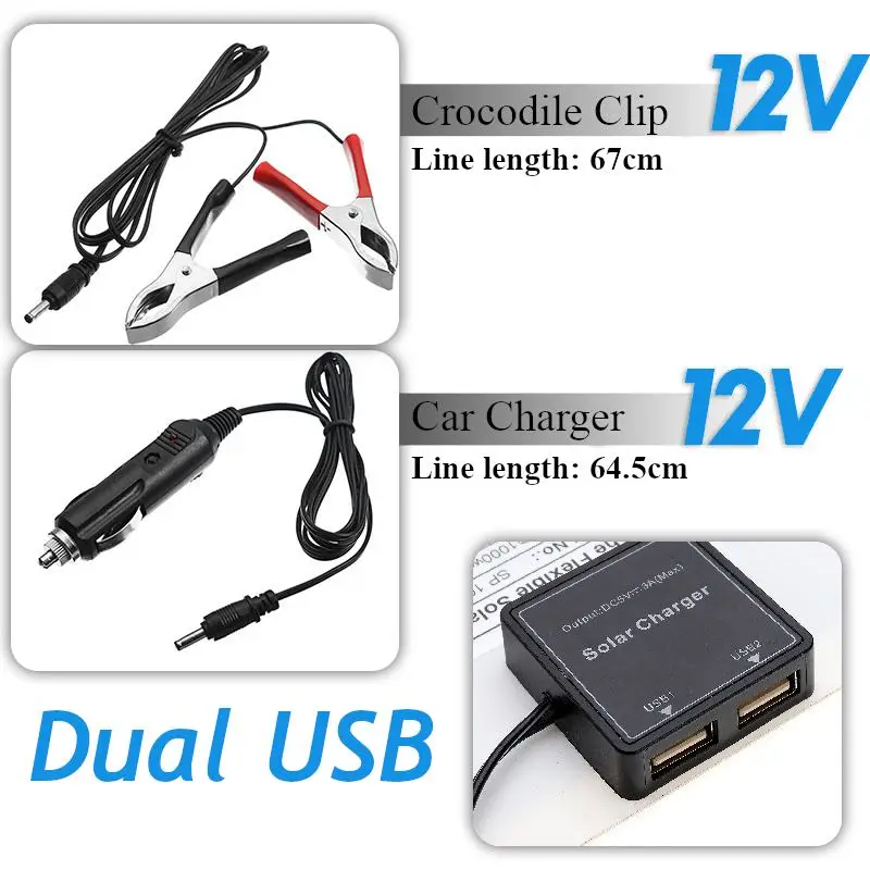 25 Вт Dual USB 12V Панели солнечные с автомобильным Зарядное устройство+ 10/20 Вт, 30 Вт, 40A USB, зарядное устройство солнечной Зарядное устройство контроллера для кемпинга на открытом воздухе светодиодный светильник