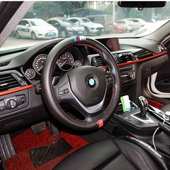 

Car-Styling ///M Accessories Carbon Fiber Leather PU Steering Wheel Cover For X1 X2 X3 X4 X5 X6 M1 M2 M3 M4 M5 M6 M7 Series