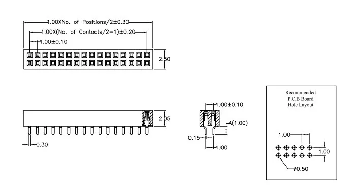 5 шт. 2x50 P 100 Pin 1,0 мм штыревой разъем-розетка двойные прямые PCB 180 DIP сквозное отверстие Соответствует rohs, не содержит свинец