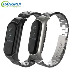 Hangrui smartband браслет для xiaomi mi band 3 ремень из металла Нержавеющая сталь браслеты mi Группа 3 браслет Корреа Замена