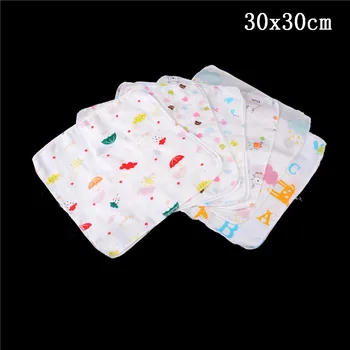 

10 PCS Newborn Baby Infant Cartoon Face Hand Bathing Towel Bibs Feeding Square Towels Handkerchief 100% Cotton Gauze Towel