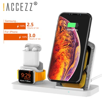 

!ACCEZZ Built-in Fans Fast Wireless Charger For Airpods 1 2 Apple Watch 1 2 3 4 For iphone XS MAX Samsung Phone Magnetic Charger