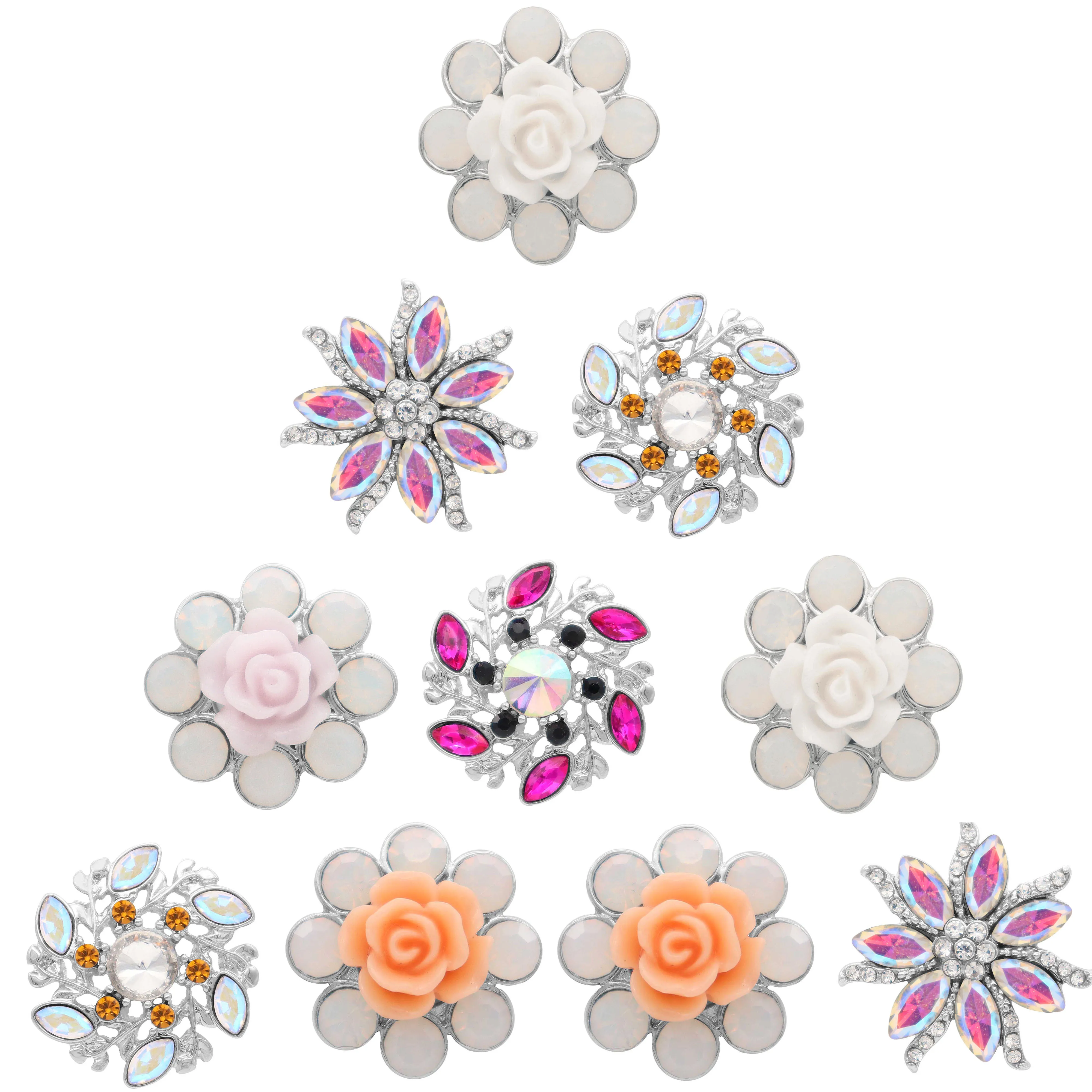 

2019 New Arrival Romantic Snap Jewelry Crystal Flower Snap Buttons for 18mm Snap Button Bracelet for girl Valentine's Day Gifts