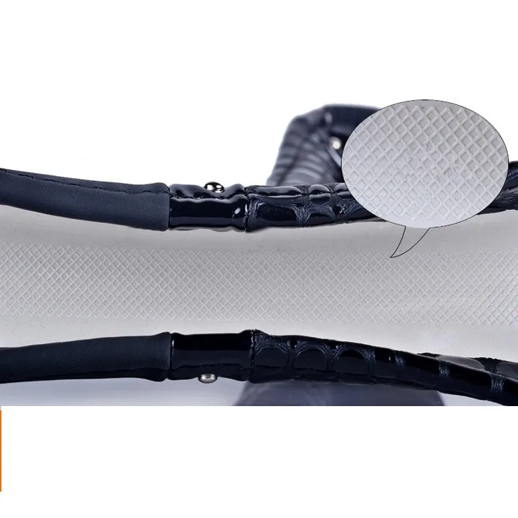Crocodile Pattern Leather Car Steering Wheel Cover Case 38cm Unviersal Steering Cover for Audi BMW Hyundai Ford Volkswagan Crocodile Pattern Leather Car Steering Wheel Cover Case 38cm Unviersal Steering Cover for Audi BMW Hyundai Ford Volkswagan