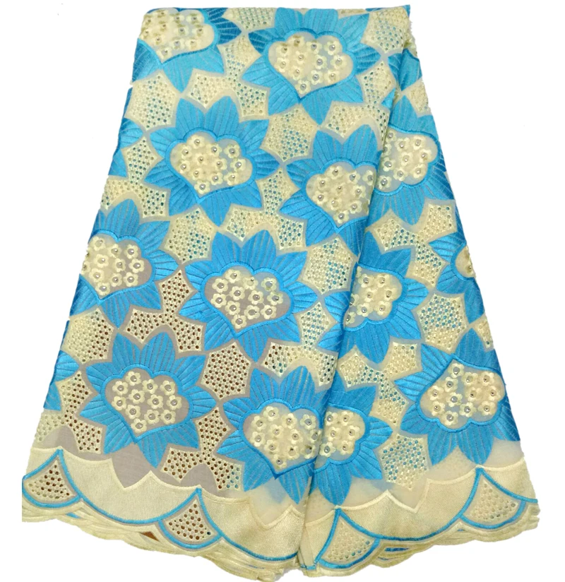 

Newest design African Swiss voile lace high quality African Fabric 5 Yards 100% Cotton lace for party dress