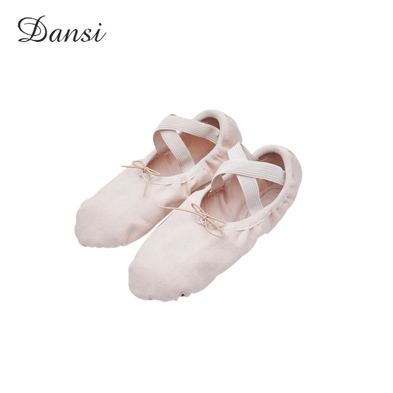DANSI Stretch Fabric Pink Ballet Shoes for Adults Split Soft Sole