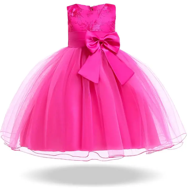Элегантное свадебное платье принцессы с цветочным узором для девочек платье для девочек праздничные Детские платья для маленьких девочек, одежда для детей 2, 6, 7, 8, 10, 12 лет - Цвет: Mei Red
