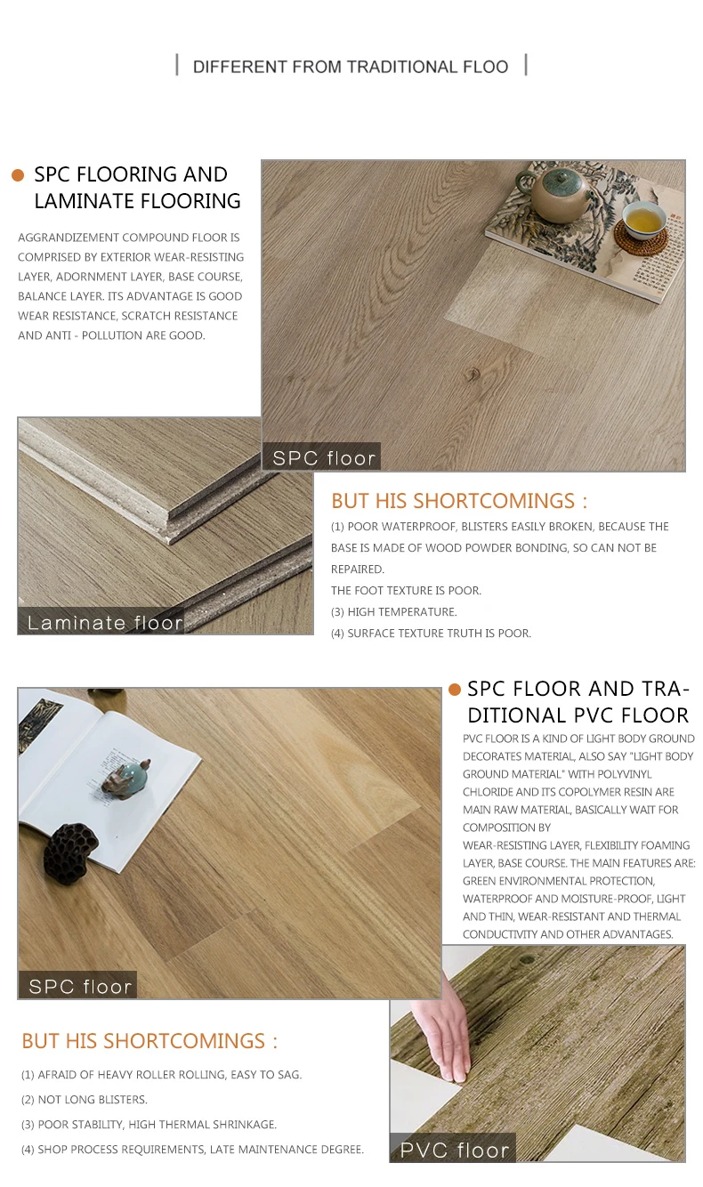 SPC lock flooring is wear-resistant, skidproof, waterproof, flame retardant, and formaldehyde-free for home and commercial use