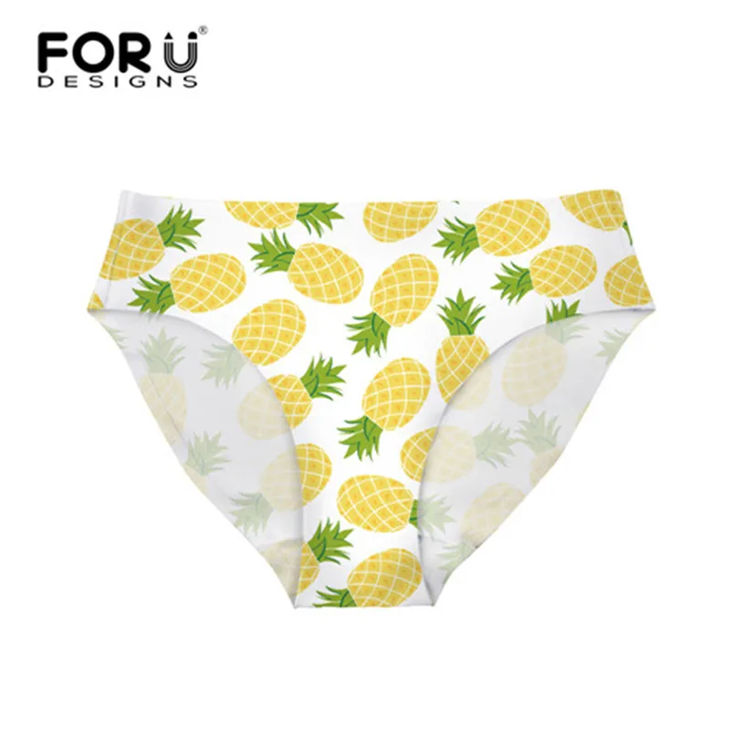 

FORUDESIGNS Brazil Bikini Bottoms Thong Swimsuit Pineapple Fruit Swimwear Separates Brazilian Panties Sexy Swimwear Shorts Women