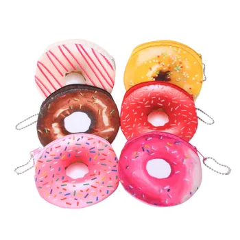 

THINKTHENDO Women Girl Colorful Cartoon Coin Purse Donuts Zipper Change Wallet Card Holder Women Student Gift New