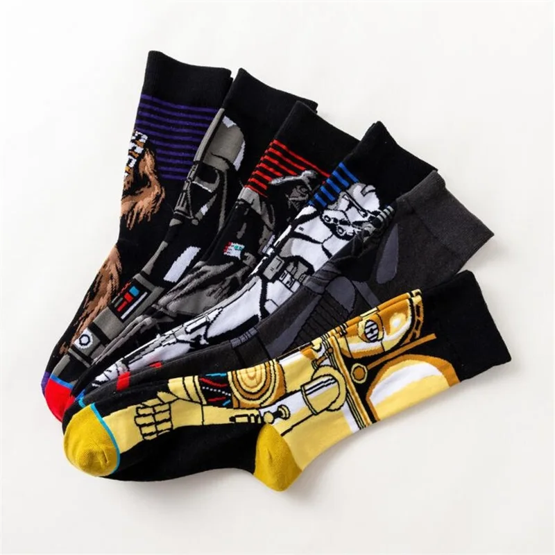 Звездные войны Дарт носки с изображением Вейдера мультфильм Cut мужские зимние теплые чулки длинные носки