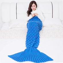 Knitted Mermaid Tail Blanket Handmade Crochet Mermaid Blanket Super Soft All Seasons Sleeping Knitted Blankets 1PCS Knitted Mermaid Tail Blanket Handmade Crochet Mermaid Blanket Super Soft All Seasons Sleeping Knitted Blankets 1PCS