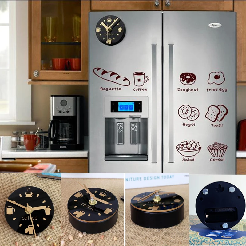 

Mute Refrigerator Magnets souvenir Digital Self Adhesive Wall Clock Fridge Magnets blanks magnetic board Kitchen Watch Mural