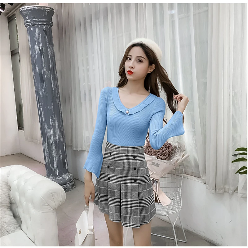 Korean Streetwear Casual A Line plaid skirt Mini High Waist Skirt Women ...