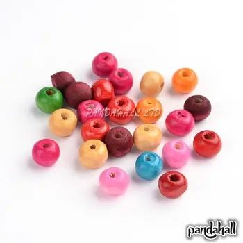 

Wood Beads, Lead Free, Round, Dyed, Mixed Color, 7x6mm, Hole: 3mm