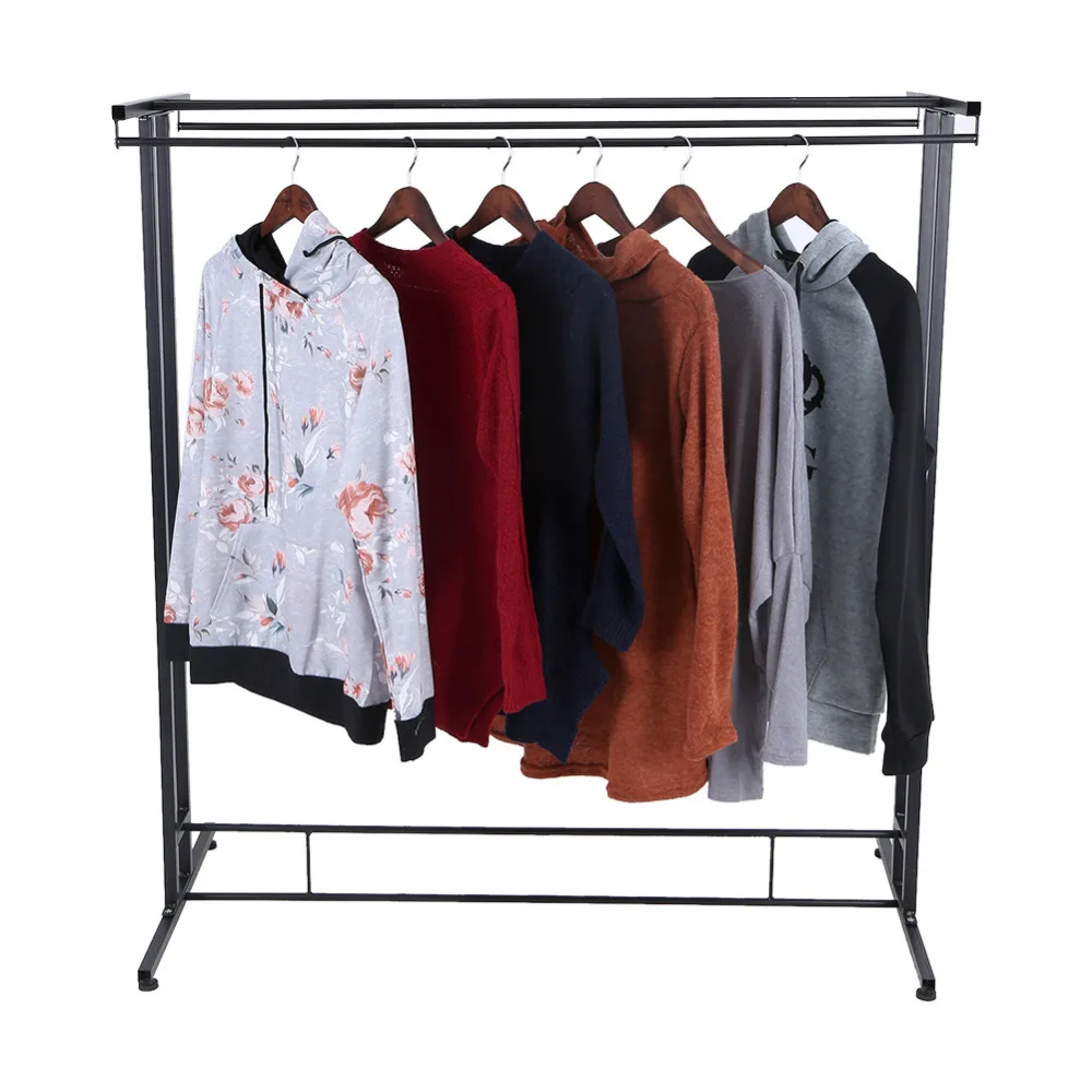 

Durable Metal Double Rods Home Furniture Garment Rack Organizer Commercial Clothes Display Shelf