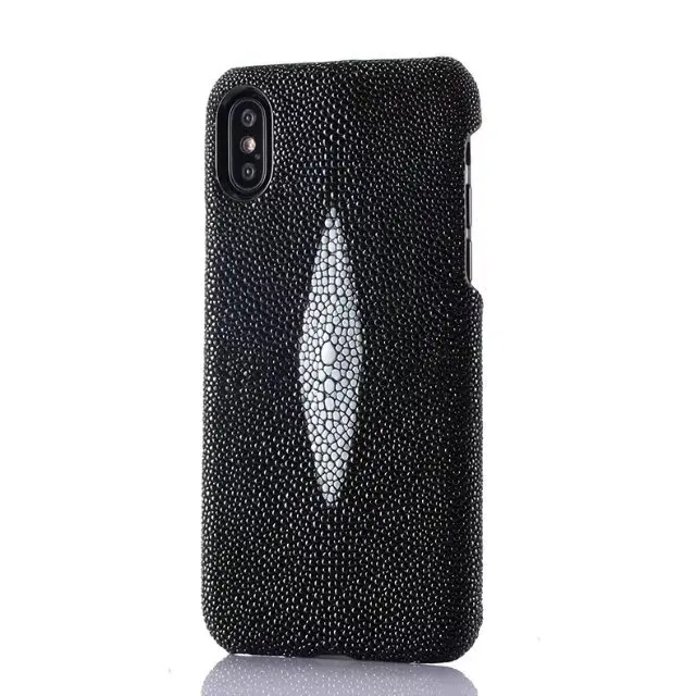 

In stock ! New For iPhone X 5.8'' Pure Natural Pearl Fish Leather Back Cover Real Genuine Stingray Skin Phone Case For iPhoneX