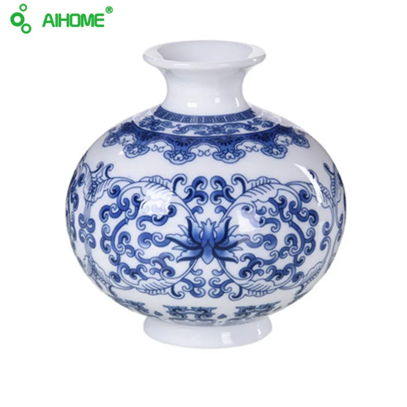 Винтаж в китайском стиле Керамика ваза белое синее фарфоровое цветоложе предметы меблировки ручной работы украшение дома - Цвет: A