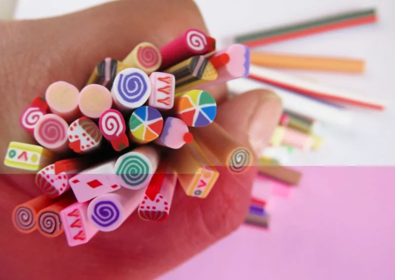 Красочные конфеты Полимерная глина для изготовления игрушек трости дизайн ногтей Новое поступление милые модные украшения ногтей DIY F007