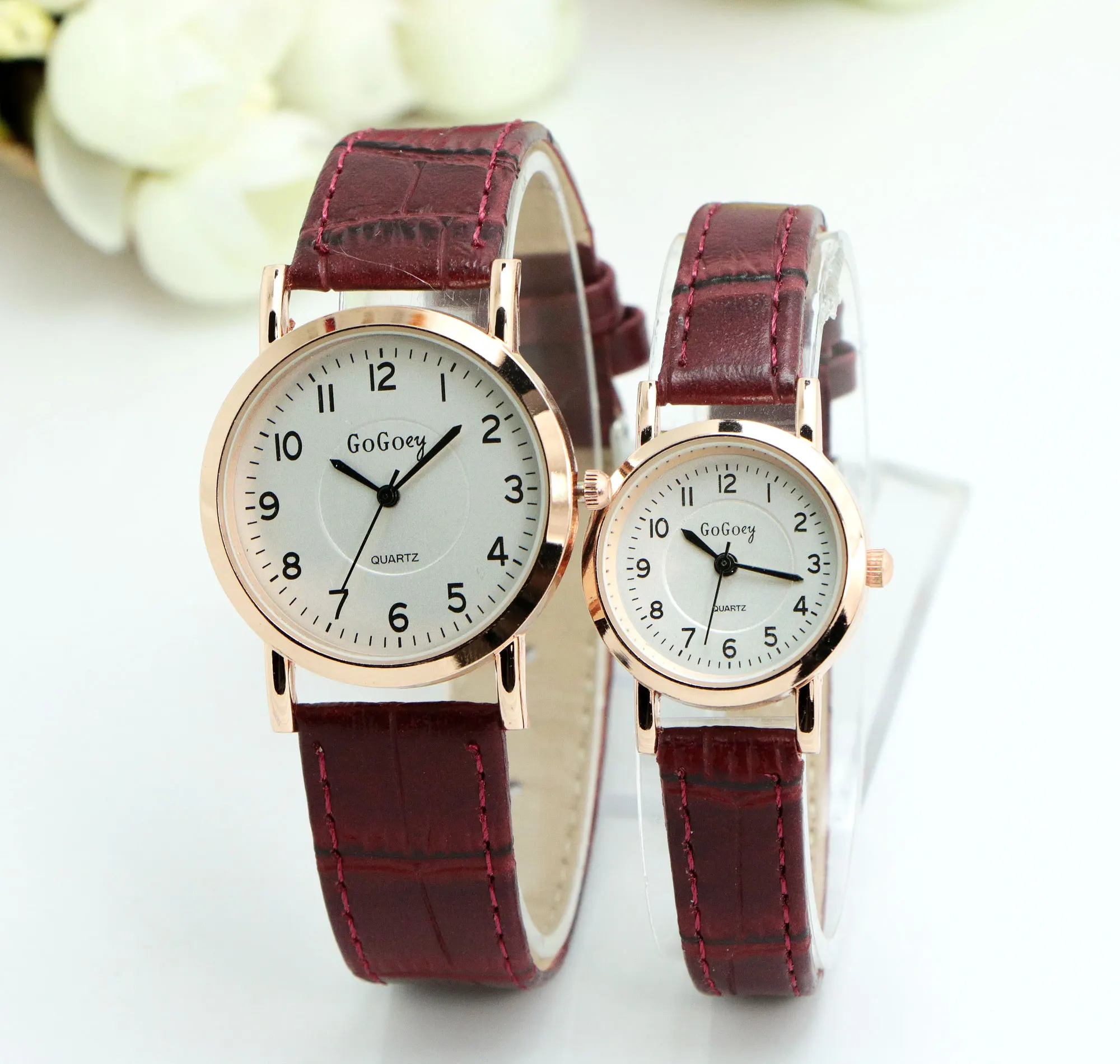 

Hot Sales Gogoey Brand leather Pair watches women men Lovers Couple fashion dress quartz wristwatch G844