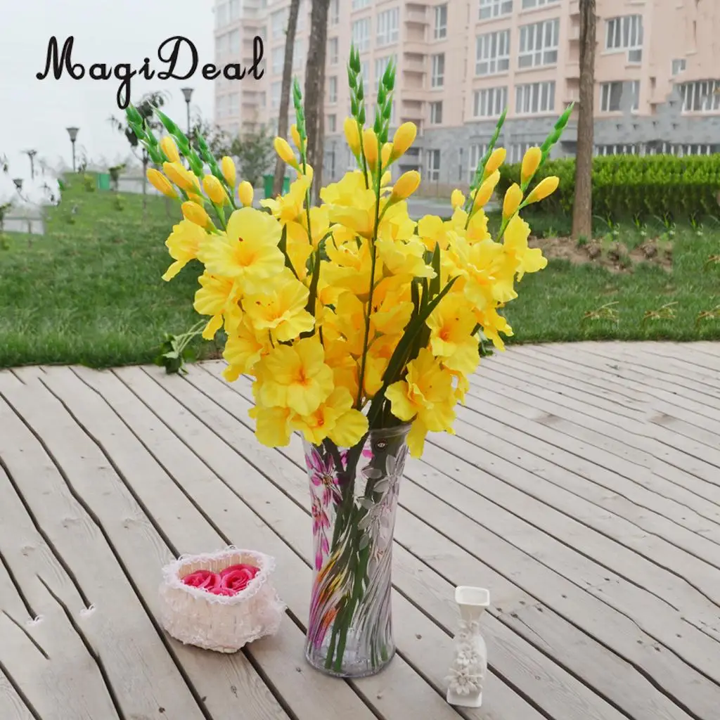 MagiDeal Realistic 1Pc Artificial Simulation Gladiolus Flower Stem Wedding Bouquet / Posy Table Arrangement Home Decor 8 Colors