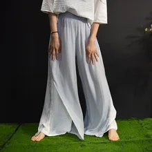 Saia Longa Of Literature And Art Van Pants/Весенние новые свободные удобные льняные слаксы, широкие брюки, летние