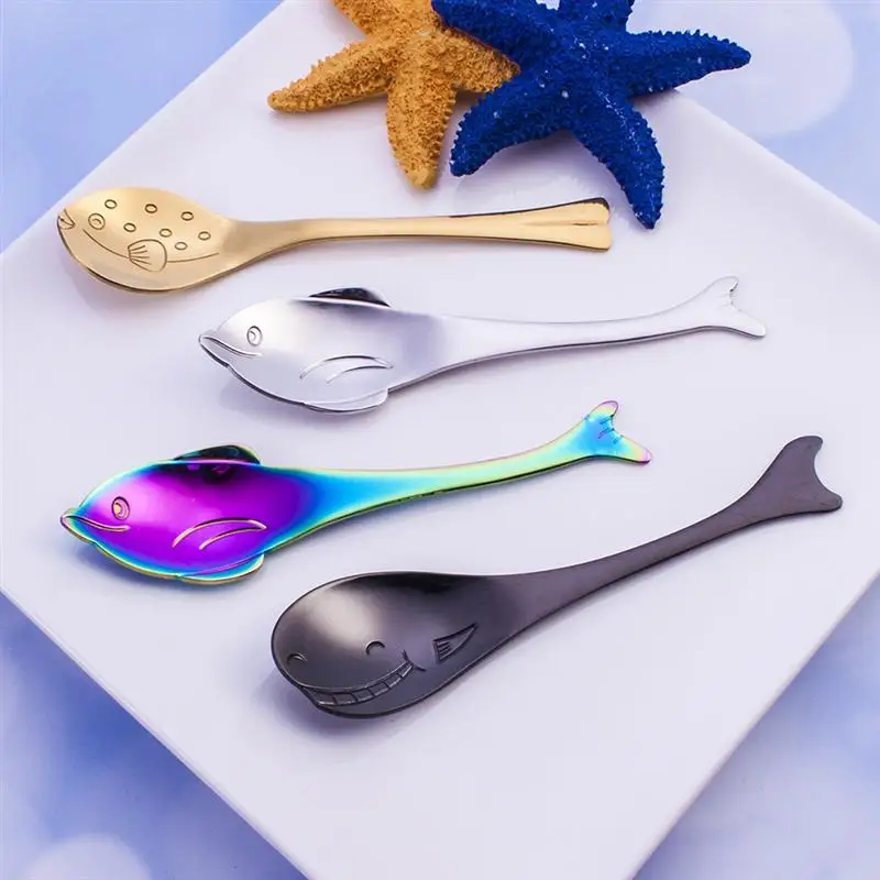 

4pcs/Pack Creative Puffer Shape Stirring Spoons Stainless Steel Coffee Dessert Spoons Durable Tableware For Home Restaurant