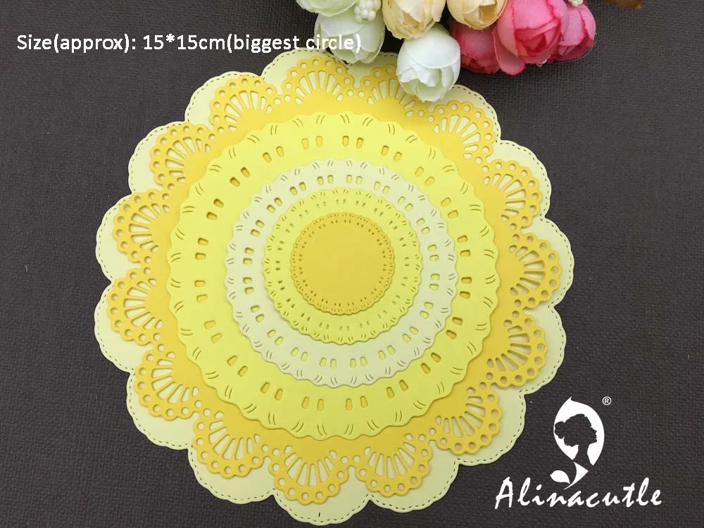 Высечки для резки металла 6 шт стежка doily круг цветок кружева круглый скрапбук