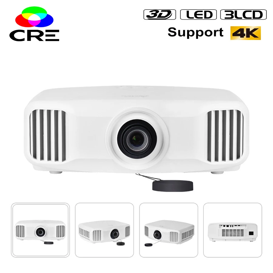 

CRE X8000 3lcd led real 3D professional home theater projector Native 2K Support 4K With android 5.1