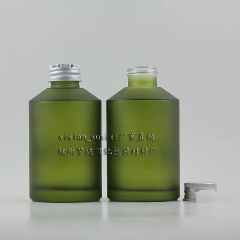 Download 200ml olive green frosted Glass bottle with silver ...