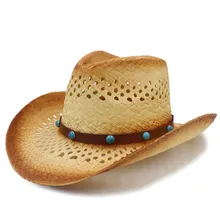 Модные женские туфли Для мужчин западная ковбойская шляпа для Женская соломянная; пляжные кепки для защиты от солнца сомбреро Женская Ковбойская шляпа Размеры 58 см