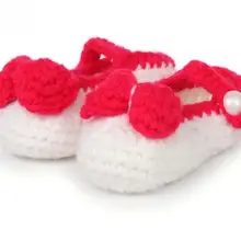 10 пар/лот; милая обувь для маленьких мальчиков и девочек с бантом; ручная вязка; мягкая подошва; обувь для малышей в форме корабля; детская обувь для кроватки; 11 см