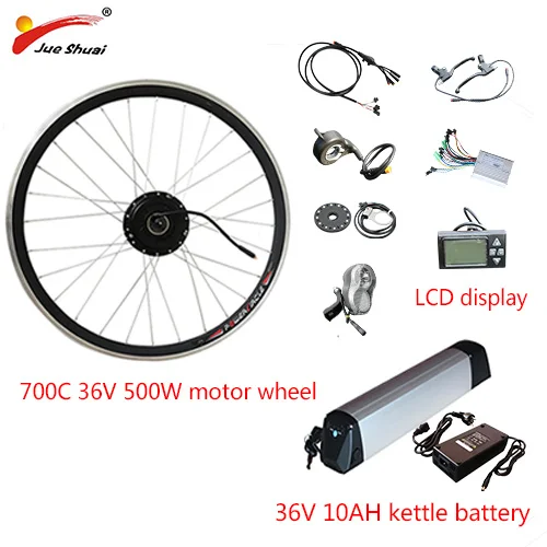 2" 24" 2" 700C 27,5" 2" комплект для переоборудования электрического велосипеда 36V 250 W-500 W мотор-колесо комплект для электрического велосипеда с литиевой Батарея - Цвет: 700C 36V 500W LCD