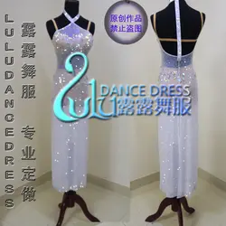 Женщины Бальные Румба Латинской Ритм Сальса Танец Dress white dance dress