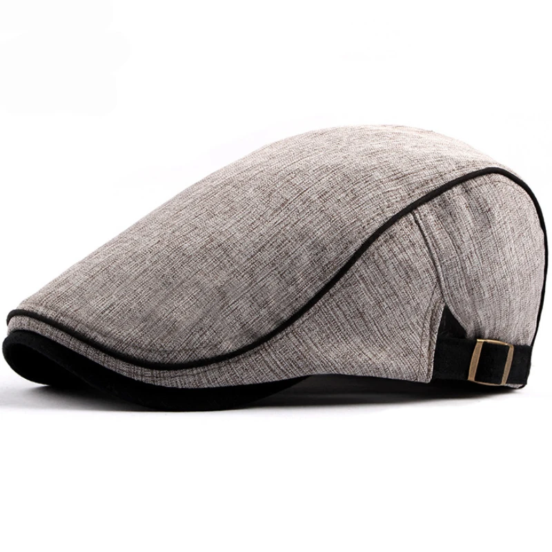 Unisex Duckbill Ivy Cabbie Newsboy Flat Cap Cotton Linen Beret Cap Fashion Hat